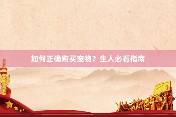 如何正确购买宠物？生人必看指南
